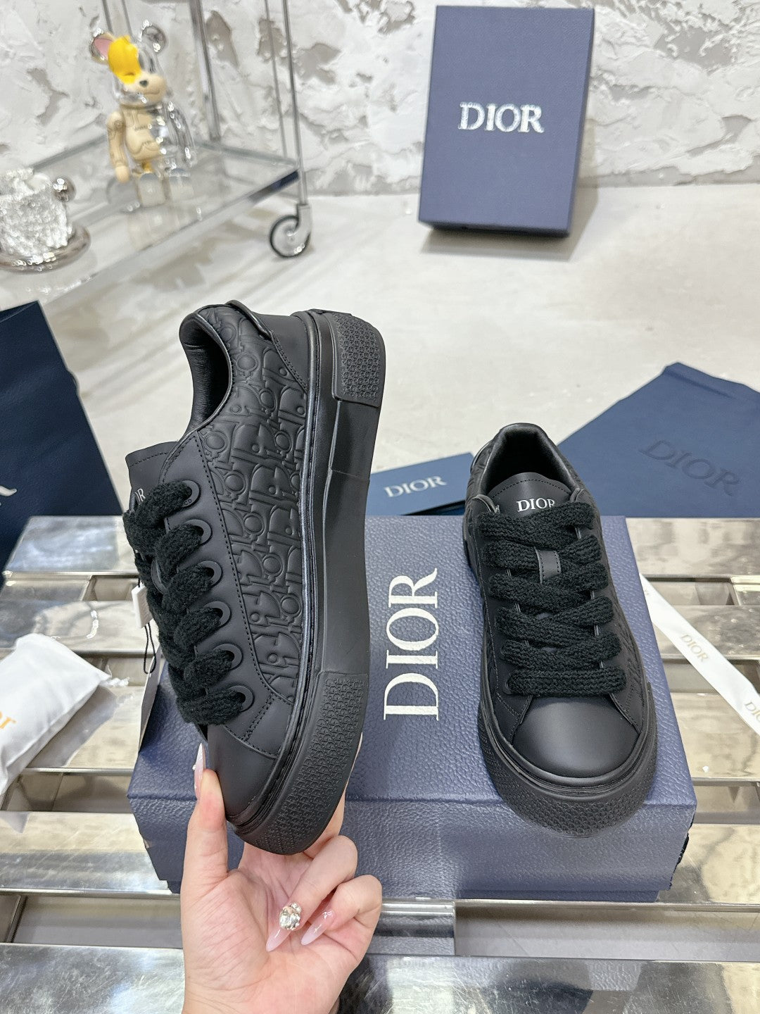 CD B33 Sneaker 30mm In Black Monogram Calfskin 100560