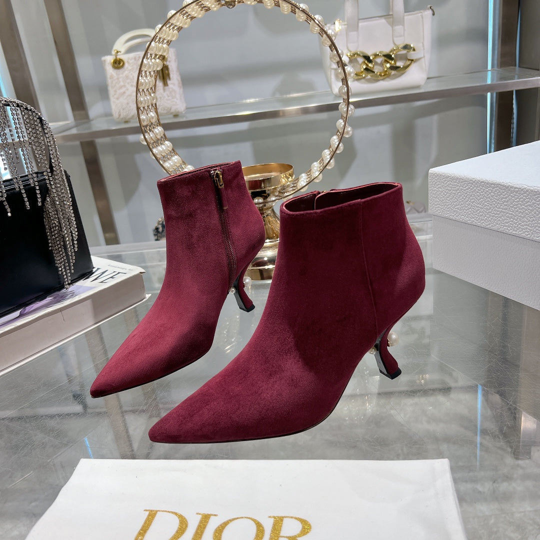 CD Tribales Heeled Ankle Boot 65mm In Burgundy Suede 996428