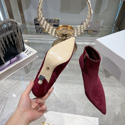 CD Tribales Heeled Ankle Boot 65mm In Burgundy Suede 996428
