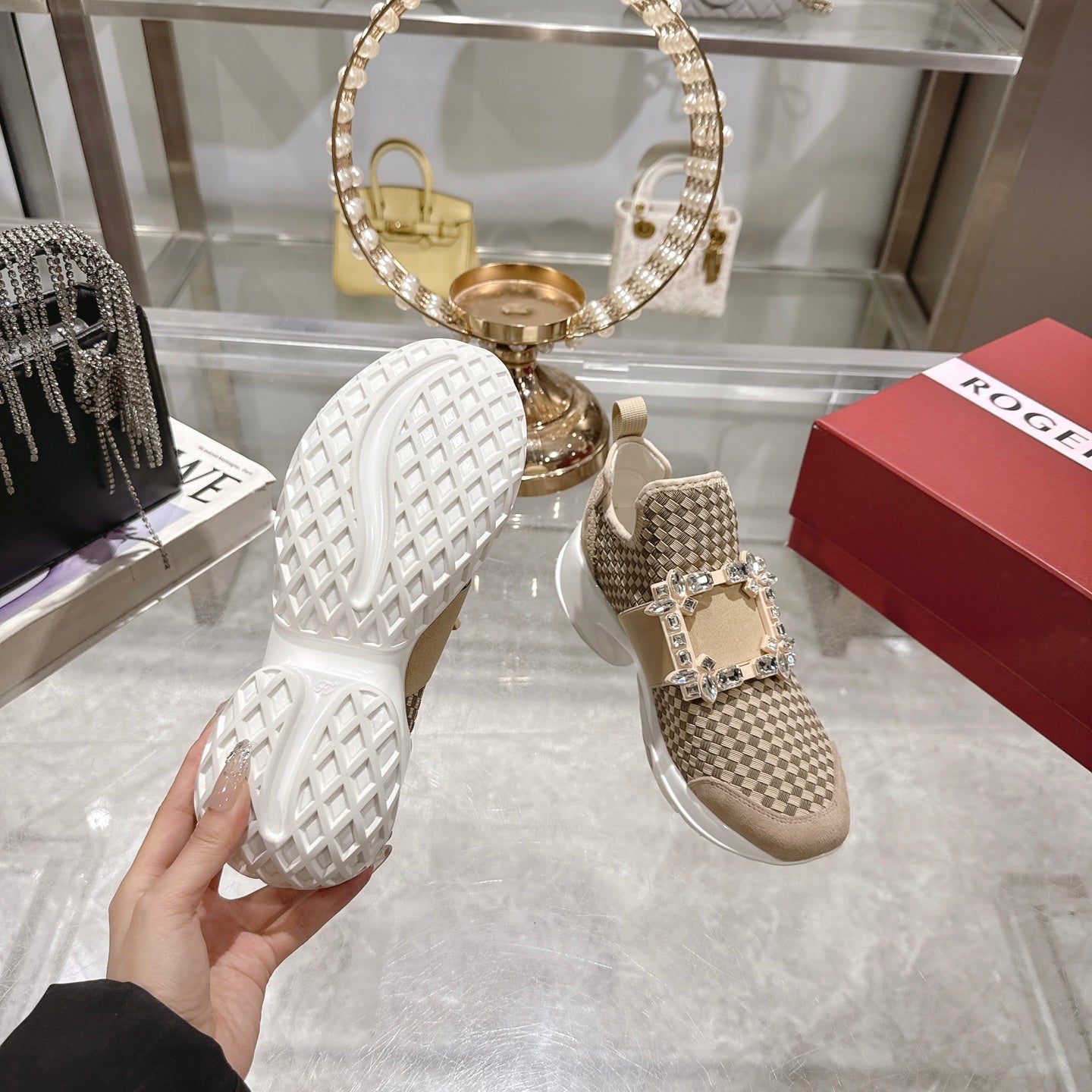Viv Diamond Sneaker Brown Custom Woven 262956