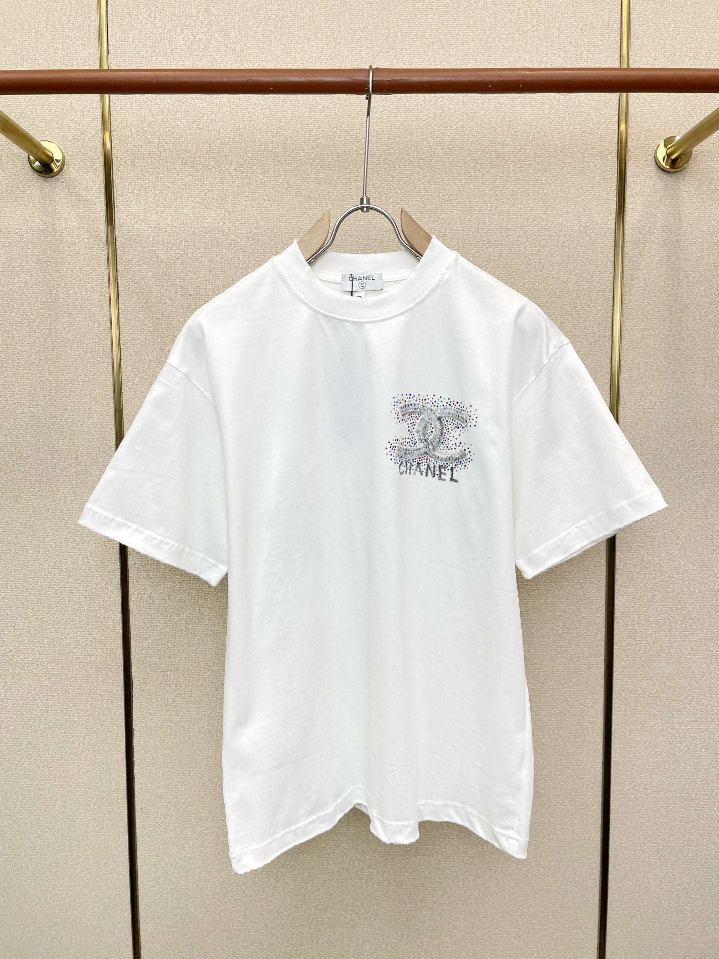 CC 2026 Short Sleeve T-Shirt Rhinestone Cotton 150799