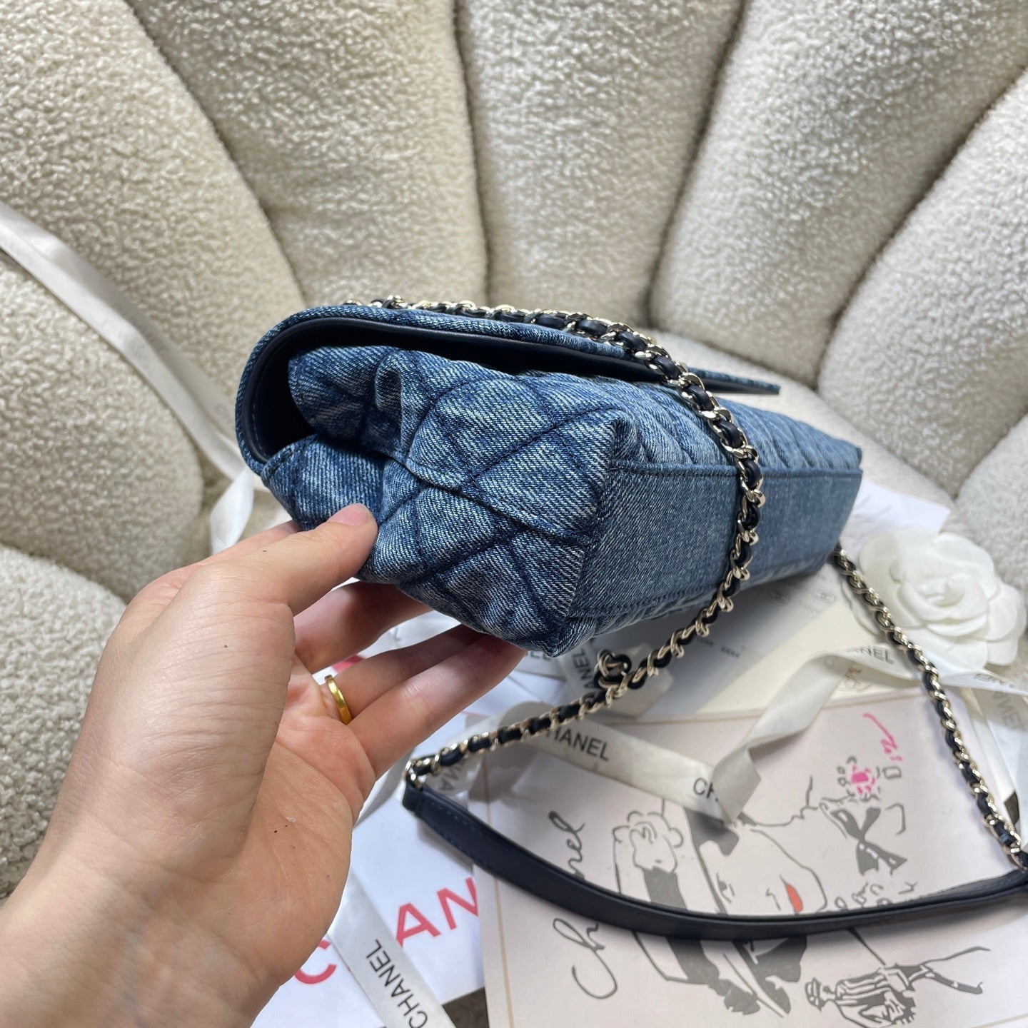 Chanel 2026 Horizontal Coco Handle 30cm Demin Blue Fabric