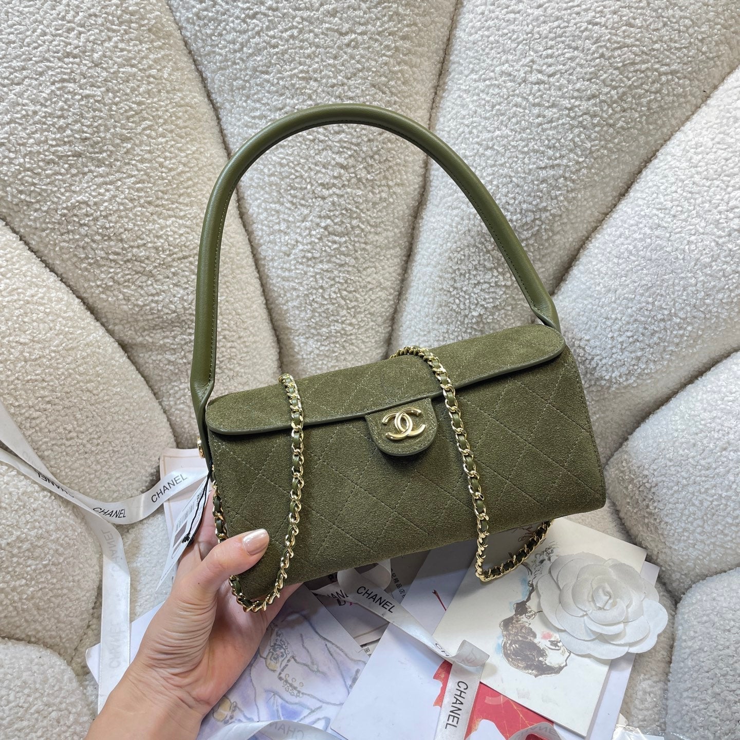 Chane 2026 Clutch With Chain 23cm Suede Leather 378585