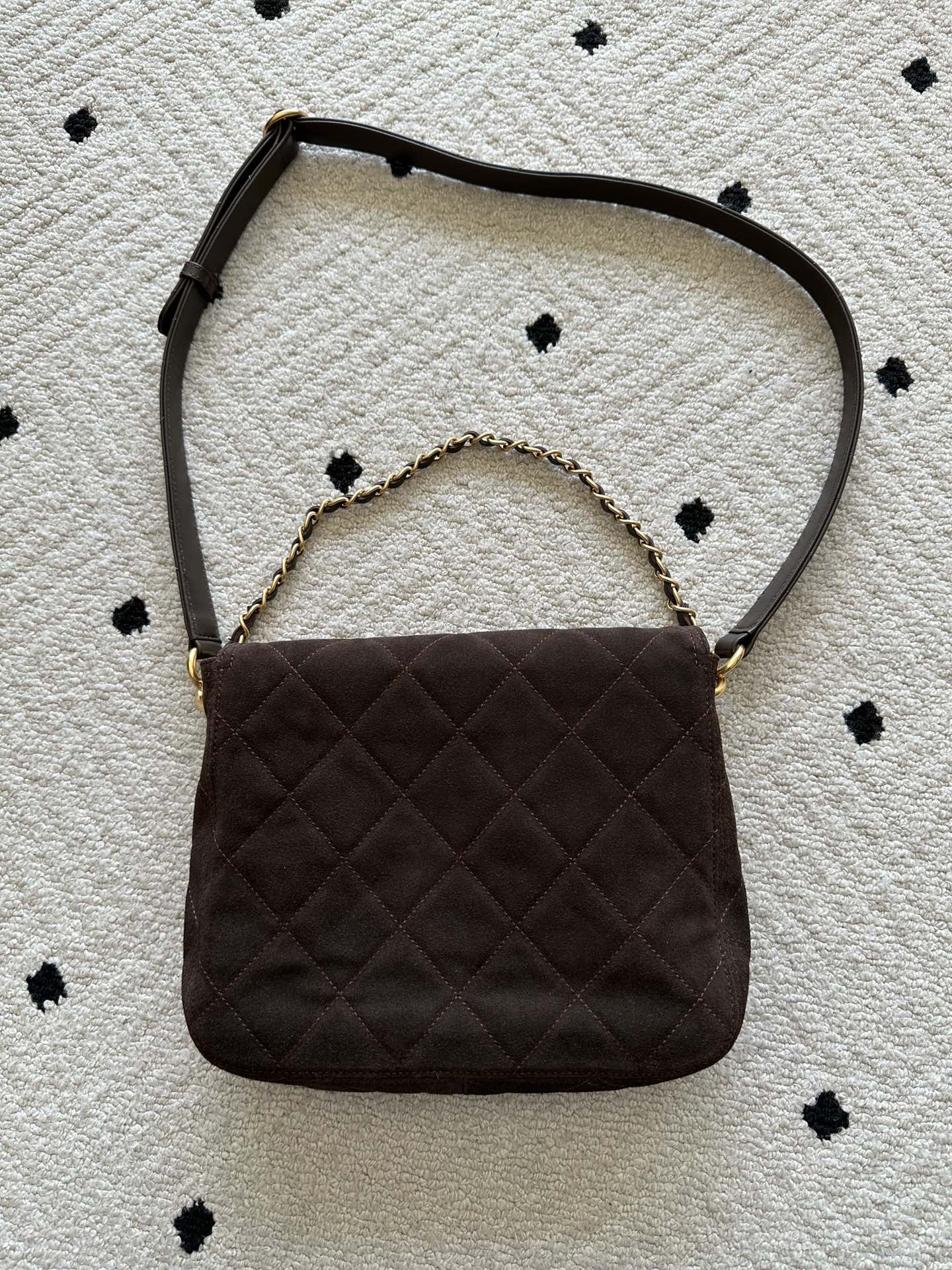 Chane 2026 Shoulder Bag 25cm Brown Suede