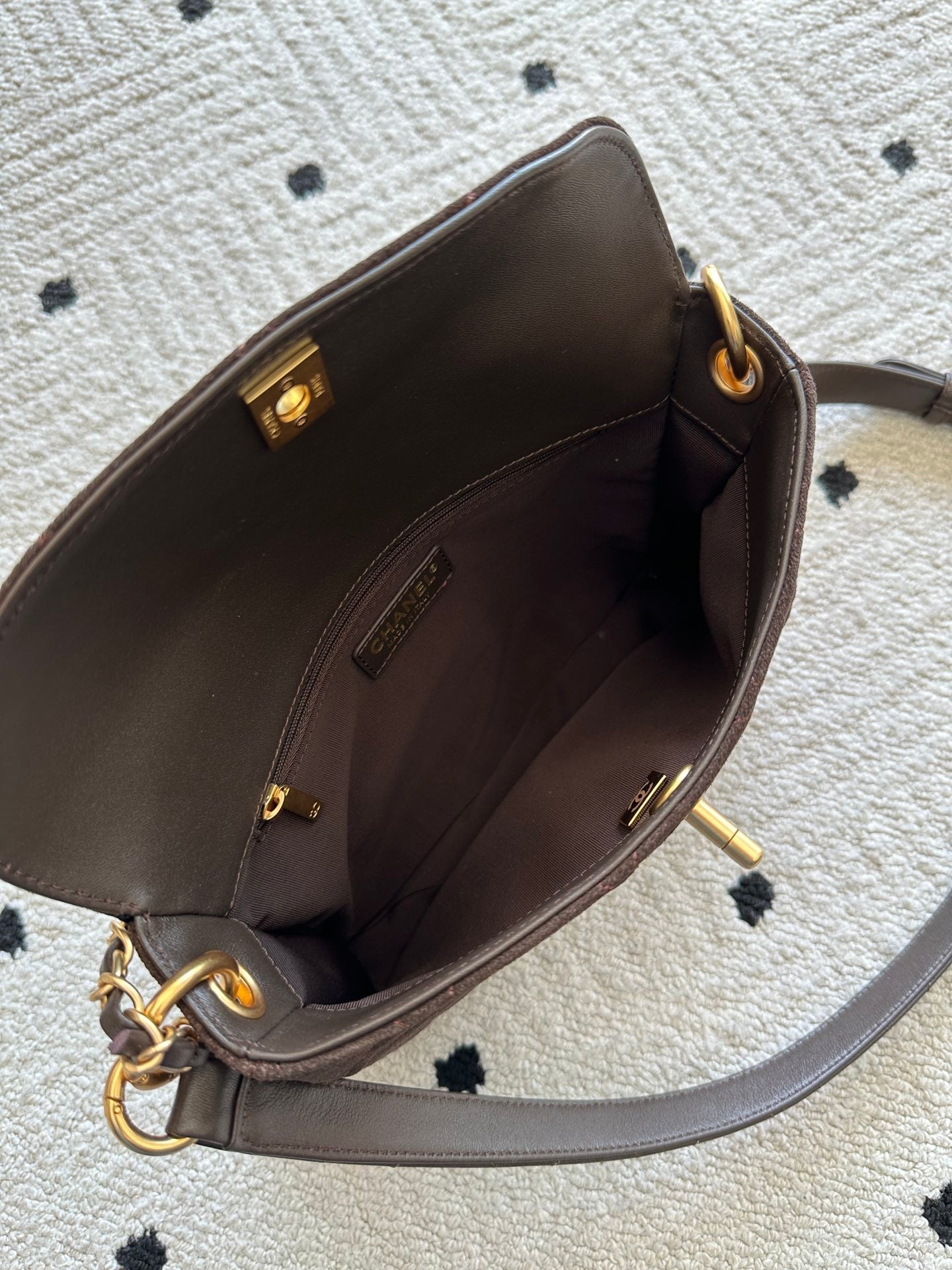 Chane 2026 Shoulder Bag 25cm Brown Suede