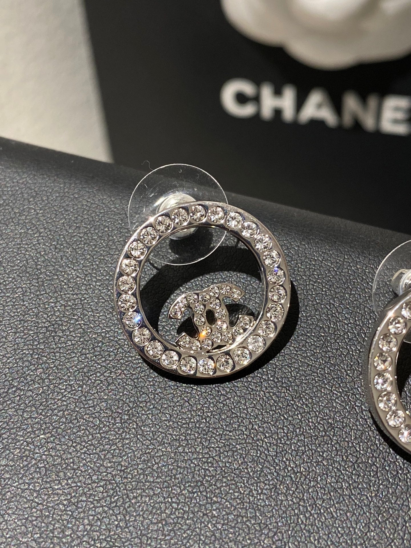 CC Classic Platinum Rhinestone Stud Sliver Earrings