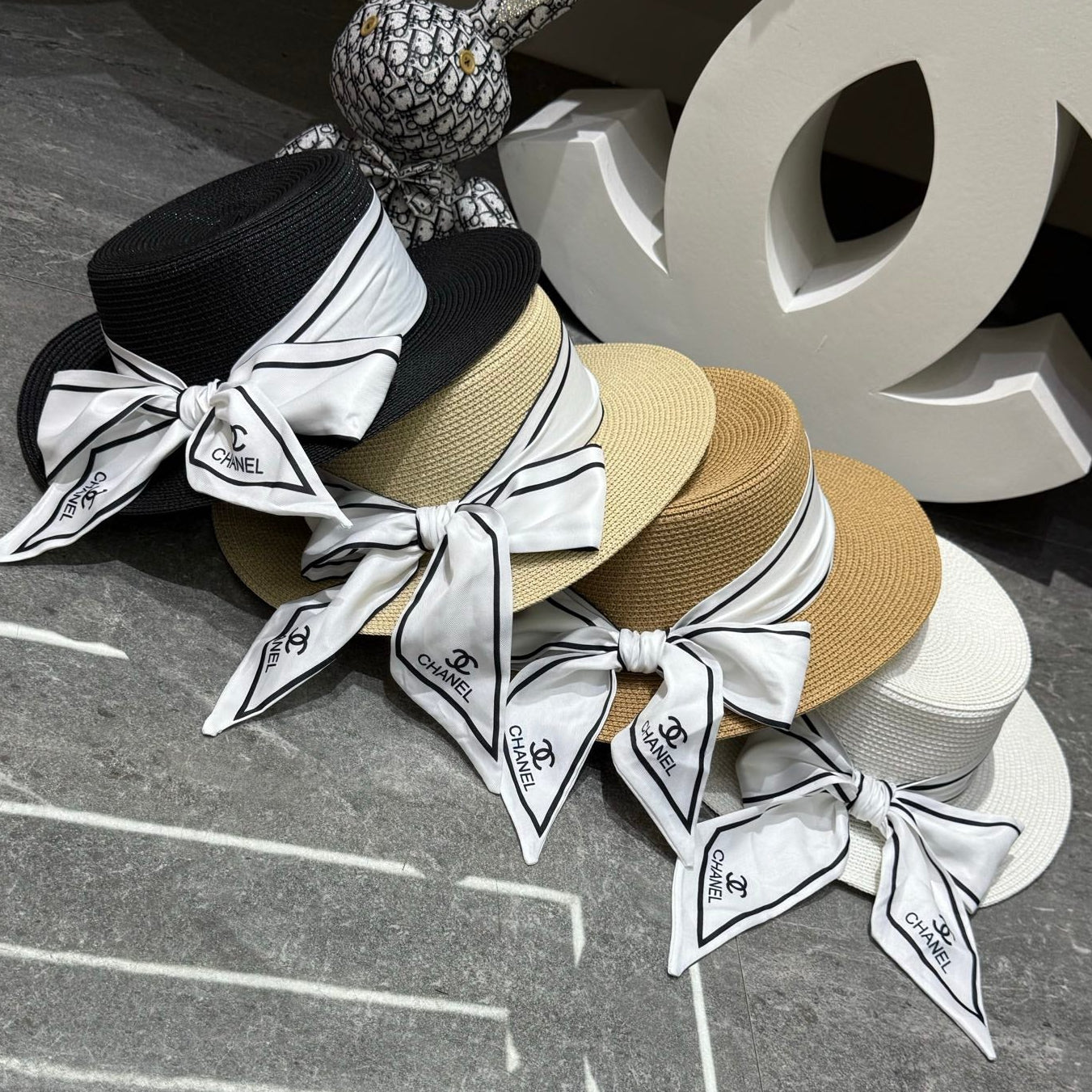 Chanel Straw Hat With Ribbon 380745