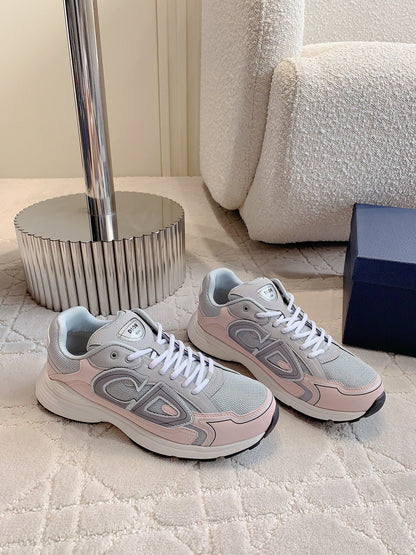 CD B30 Sneaker Grey Mix Pastel Pink Polyester Mesh Fabric And Calfskin