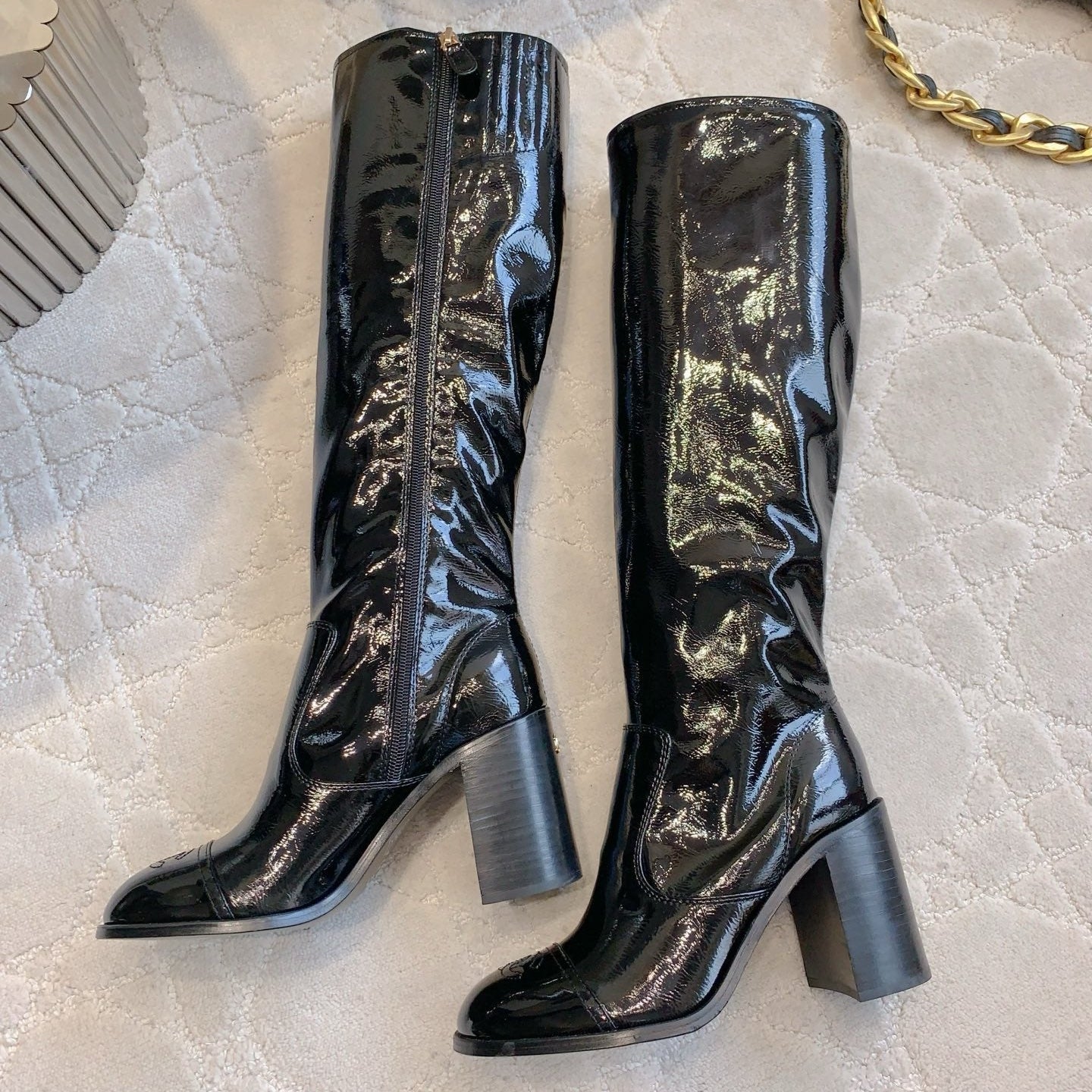 CC 25 Heeled Long Boot Black Patent Leather 516683