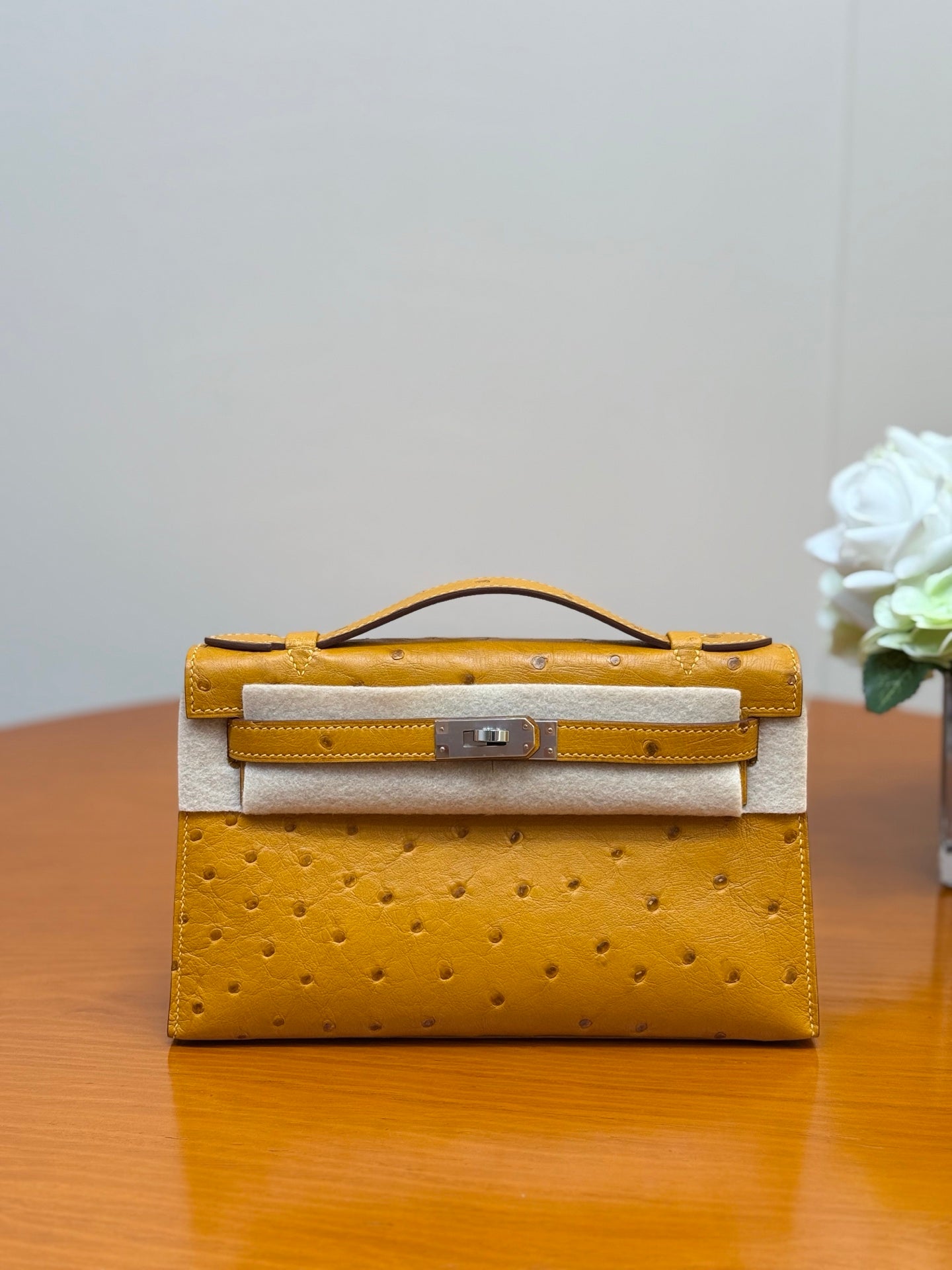 Hermes 2026 Mini Kelly Bag 22cm Ostrich Leather 284424