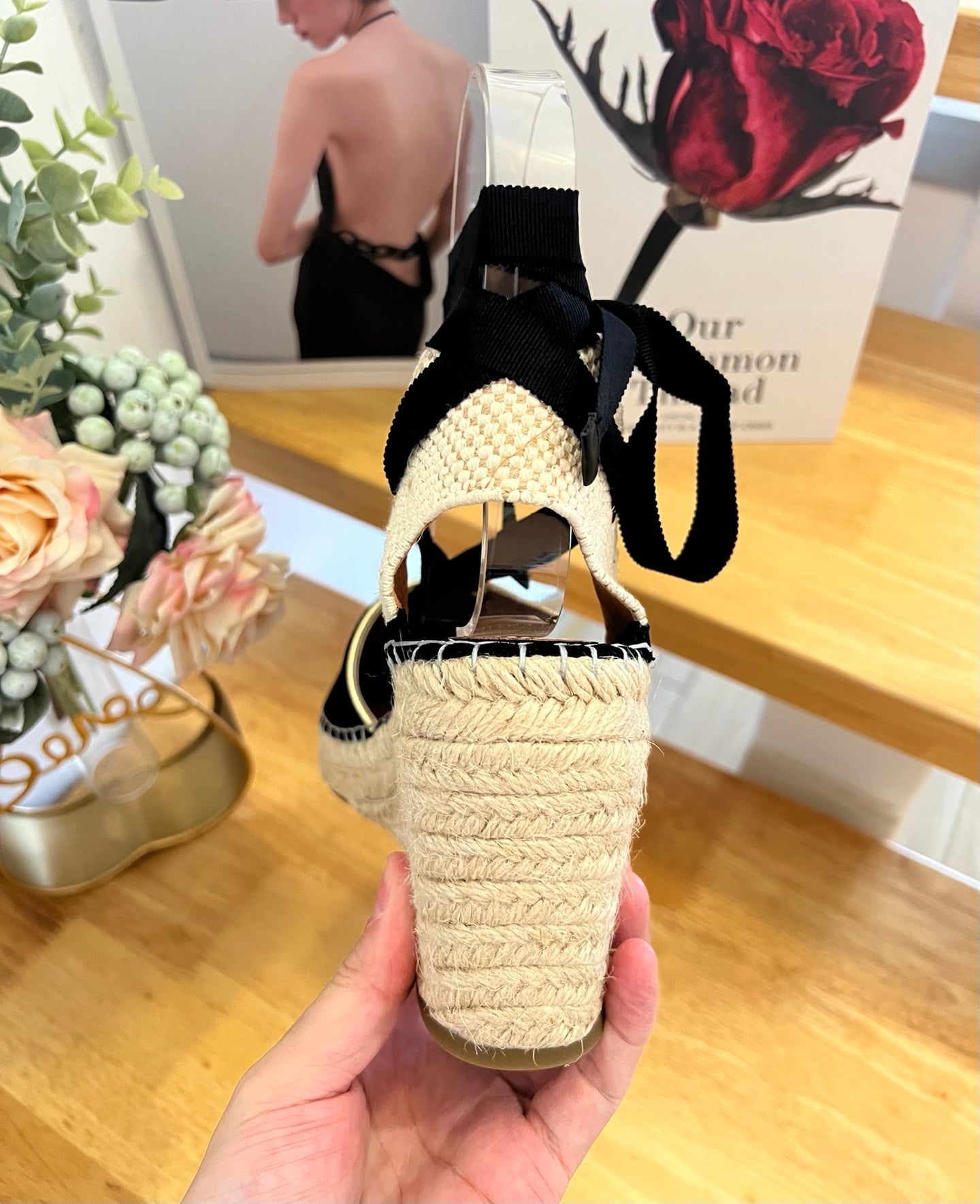 Valentino VLogo Signature Canvas Espadrille Wedges 95mm Suede Fabric 869250