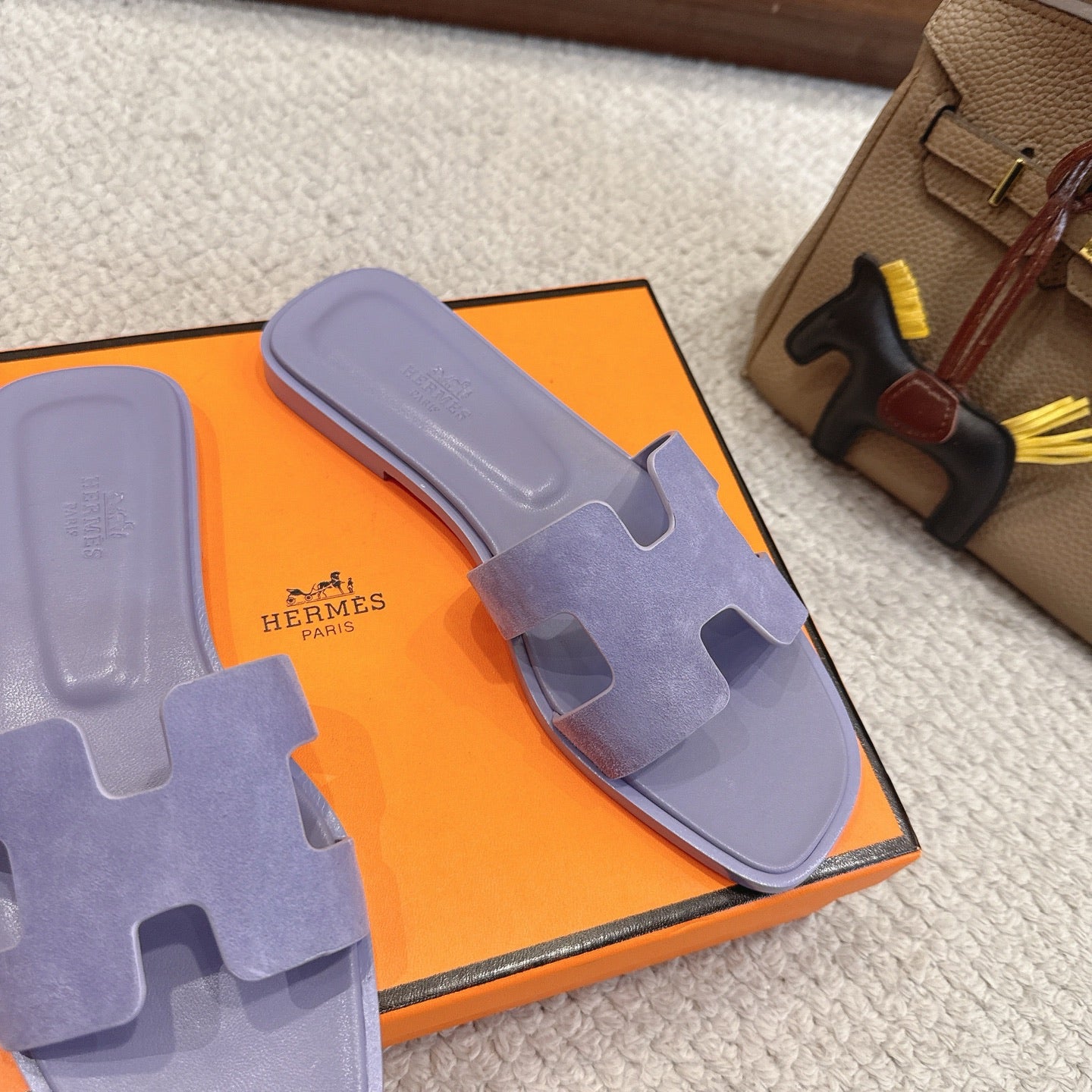 Hermes Oran Sandal Purple Suede Cowhide 598539