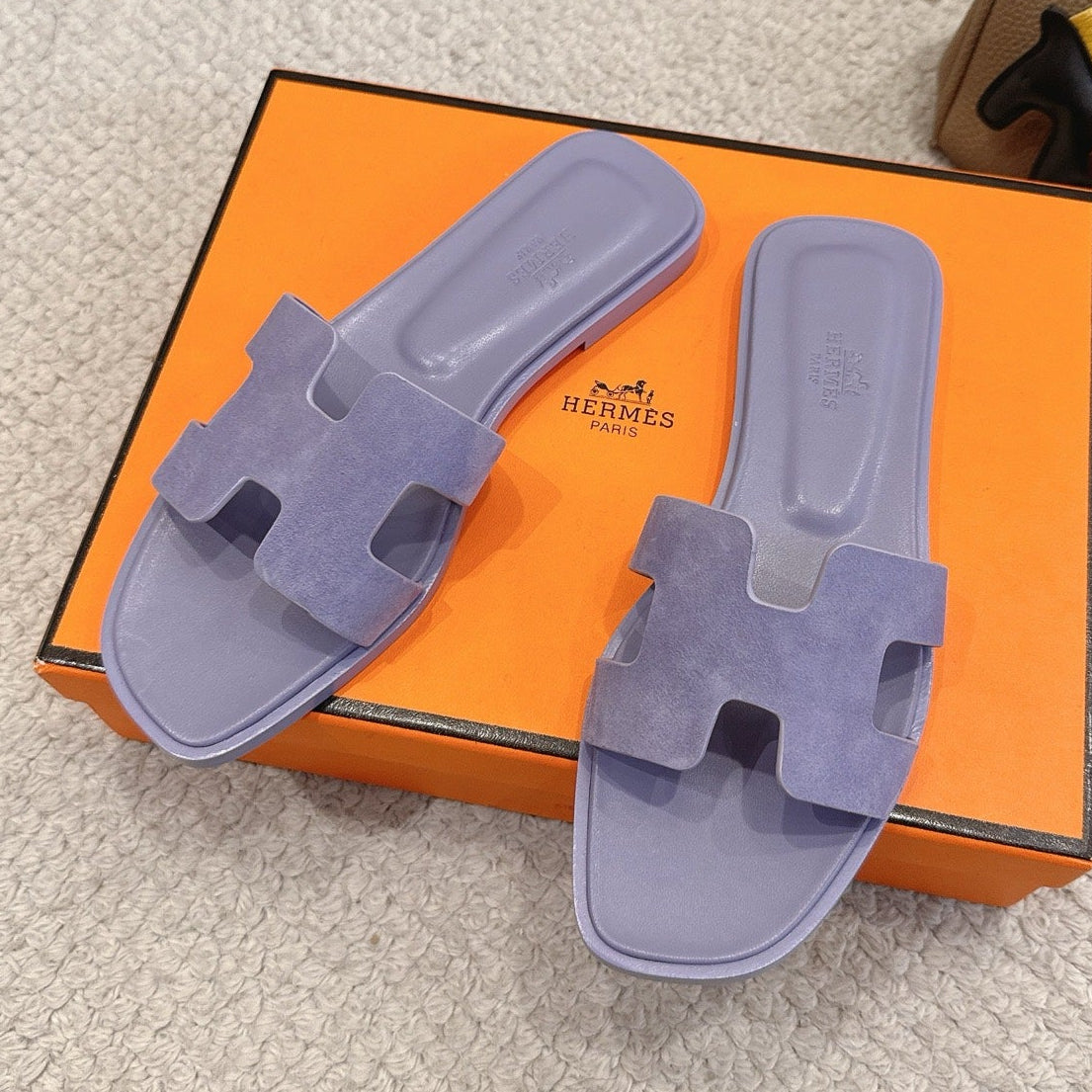 Hermes Oran Sandal Purple Suede Cowhide 598539