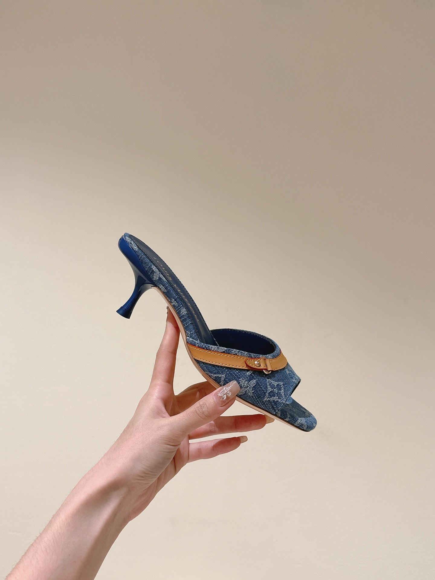 LV 26ss High Heel Sandals 65 Blue Monogram Denim 656942