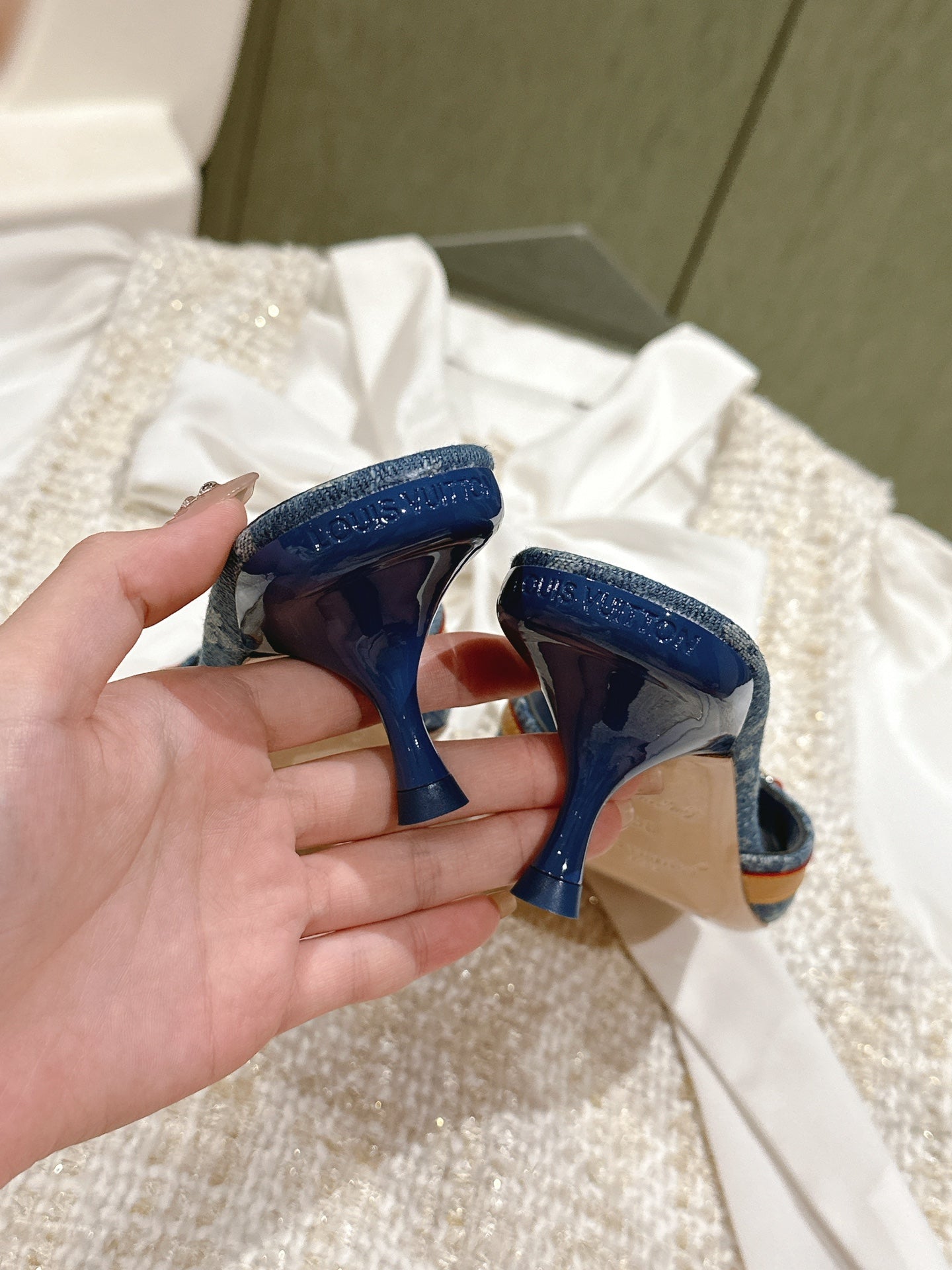 LV 26ss High Heel Sandals 65 Blue Monogram Denim 656942