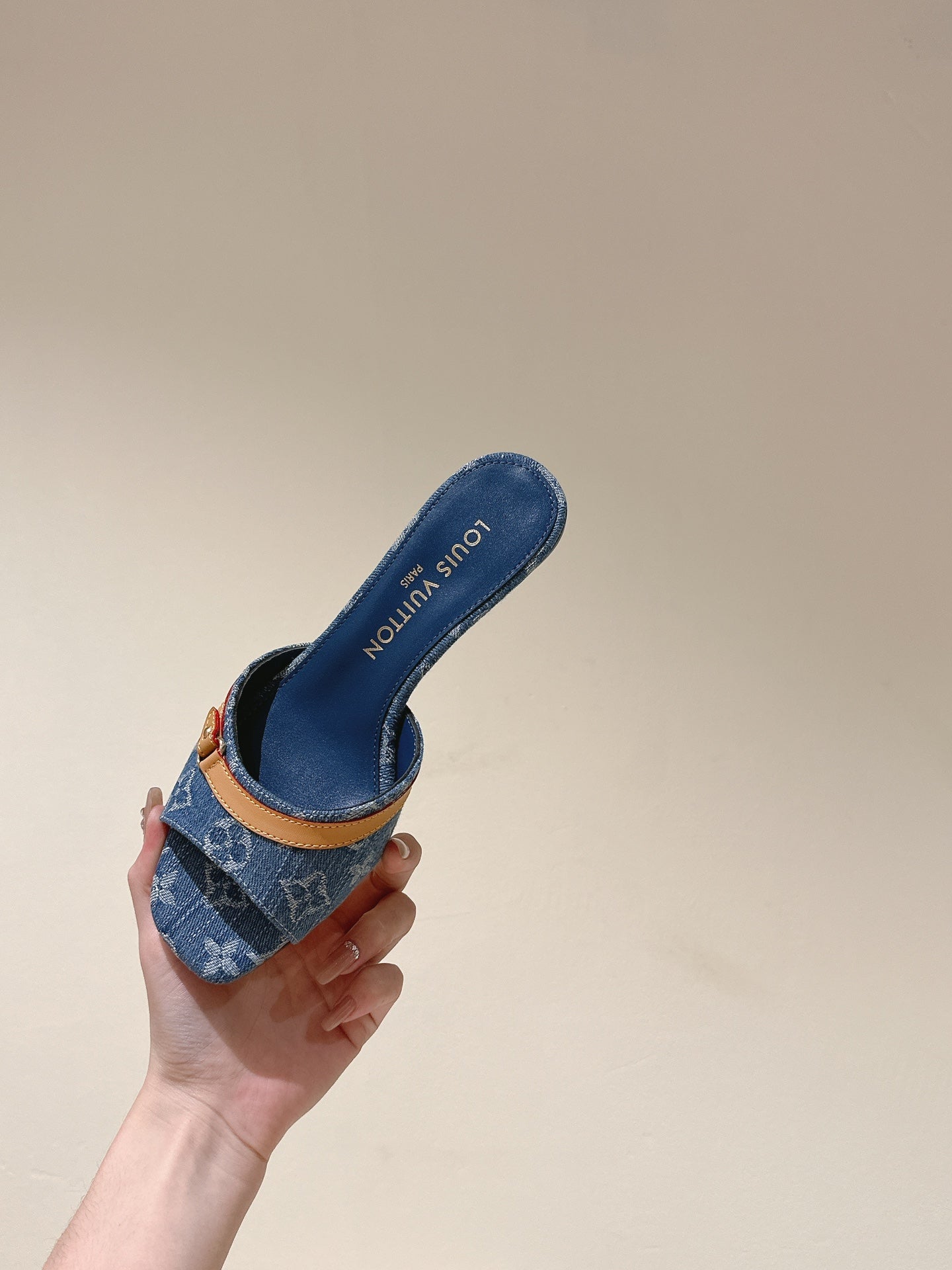 LV 26ss High Heel Sandals 65 Blue Monogram Denim 656942