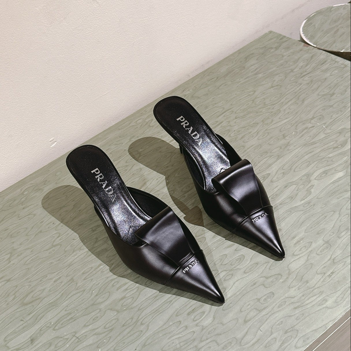 PRA 2026S High Heel Mule 80 Black Sheepskin 657665