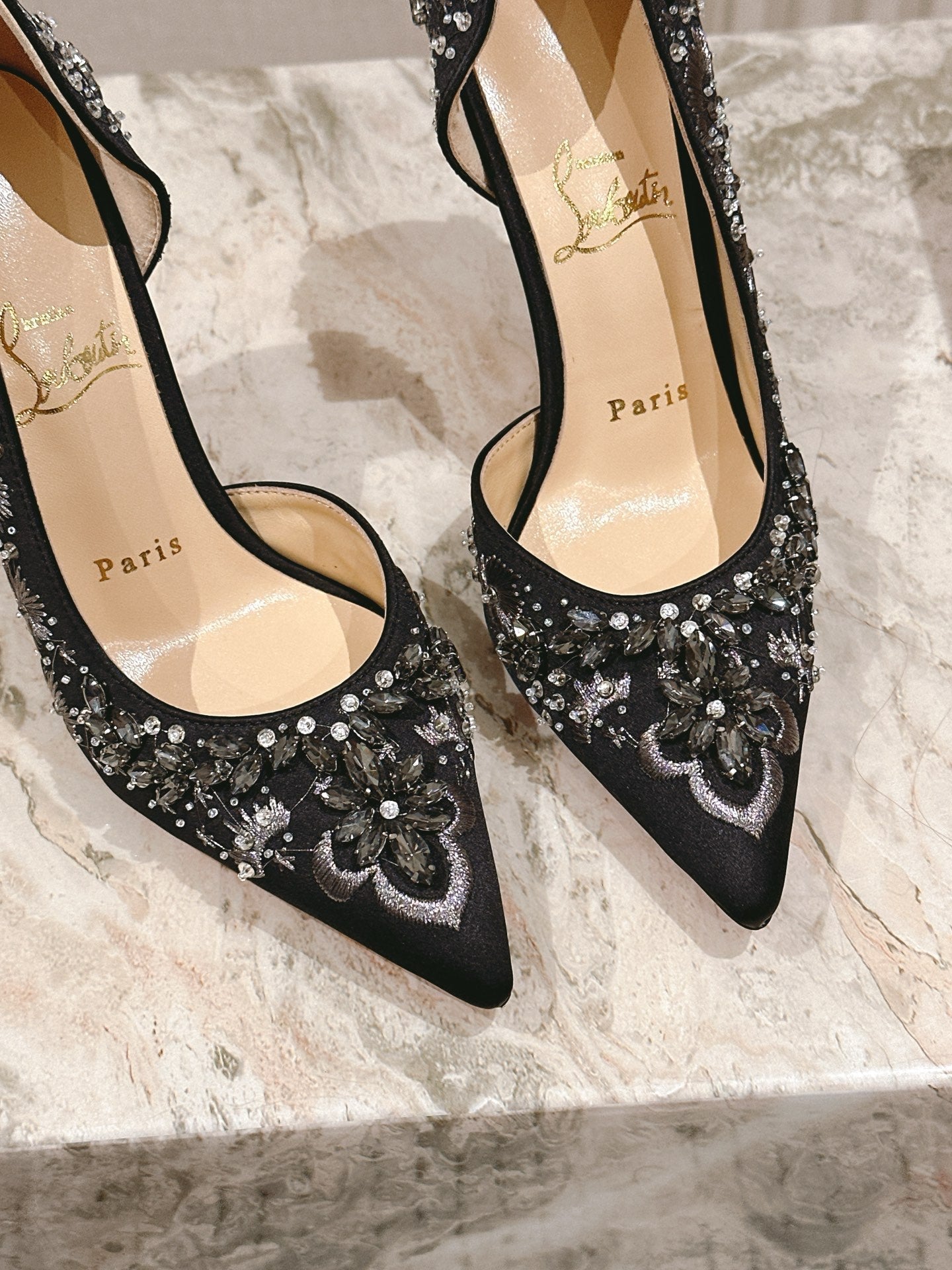 CL 25 Embellished Pumps Black Imported Original Special 346313