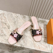 LV 26ss Slippers 45 Brown Light Pink Genuine Leather 656911