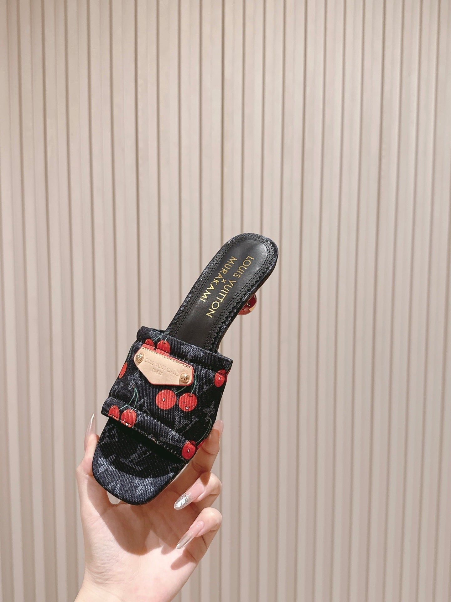 LV 26ss Slippers 45 Navy Blue Denim Leather 656923