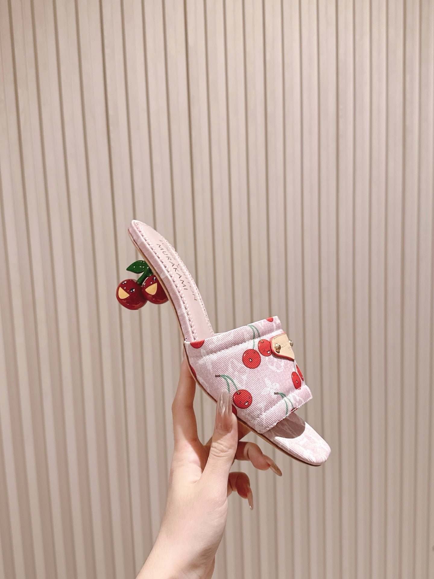 LV 26ss Slippers 45 Light Pink Denim Leather 656926