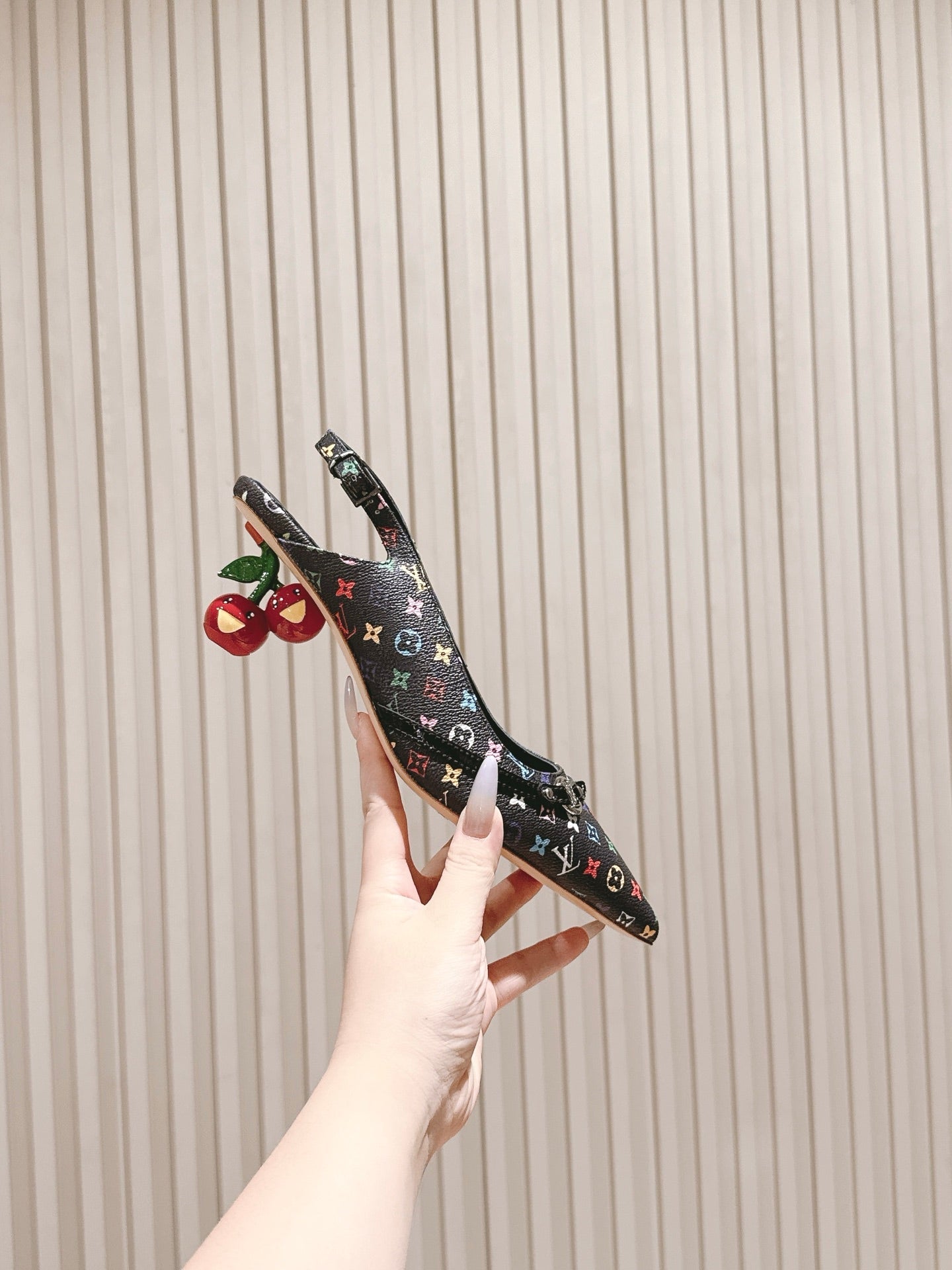 LV 26ss Slingback 45 Black Multicolor Cowhide 656934