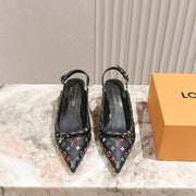 LV 26ss Slingback 45 Black Multicolor Cowhide 656934