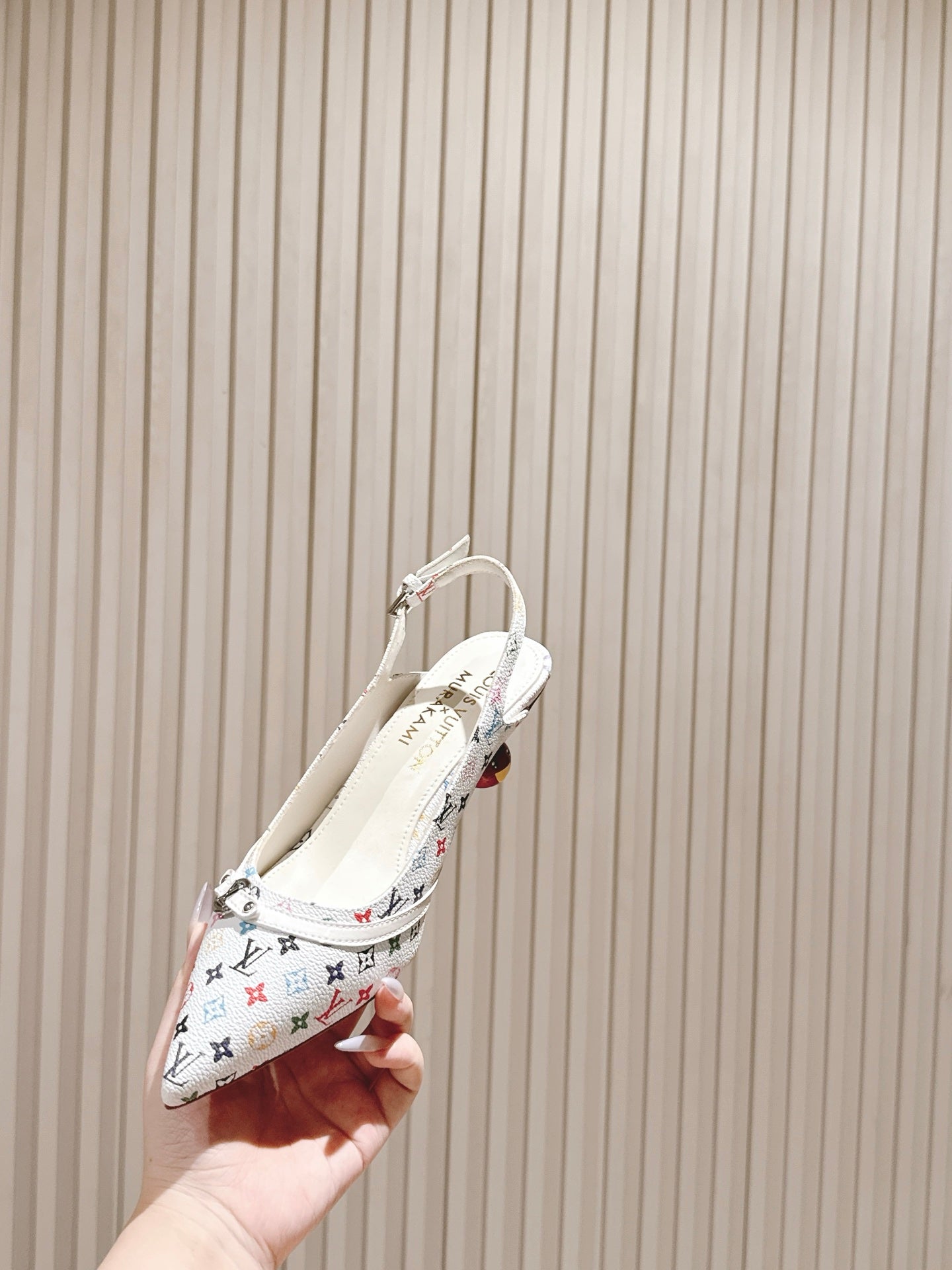 LV 26ss Slingback 45 White Multicolor Cowhide 656935