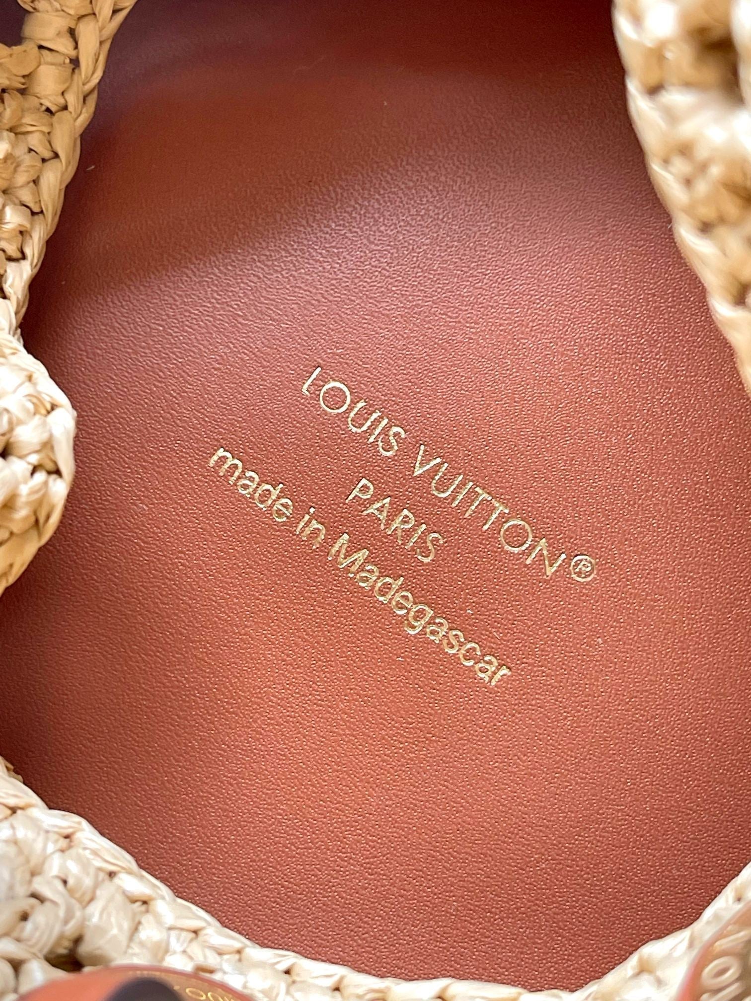 noe bb 22cm beige raffia tan calfskin