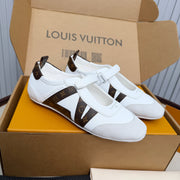 LV 26ss Sneakerina Mary Jane White Brown Suede Cowhide 674025