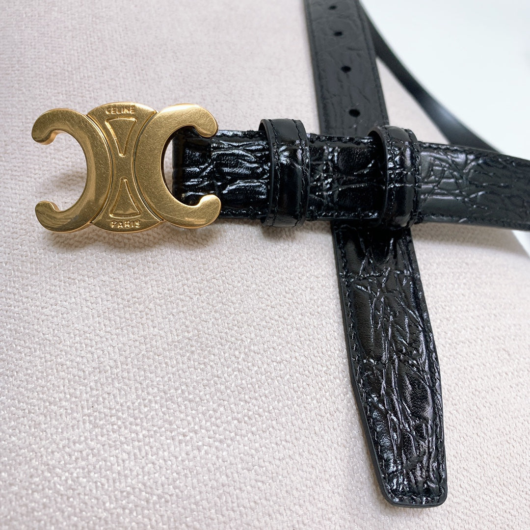 CEL Gold Buckle Belt Calfskin 176670