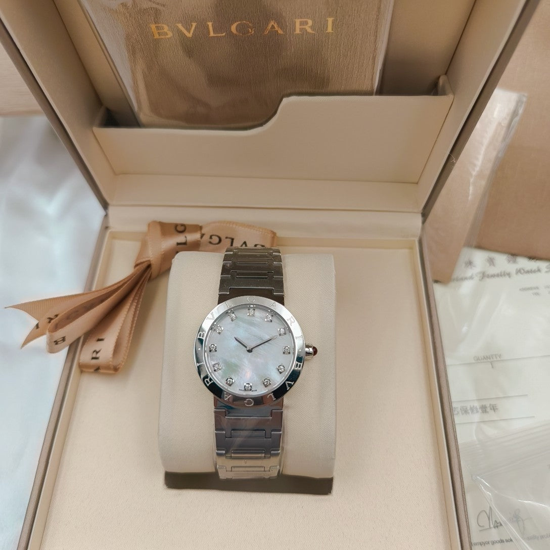 Bulgari 33mm Diamond Numerals Stainless Steel Case
