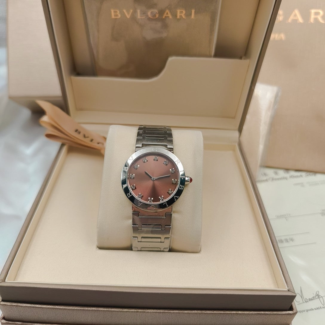 Bulgari 33mm Diamond Numerals Stainless Steel Case