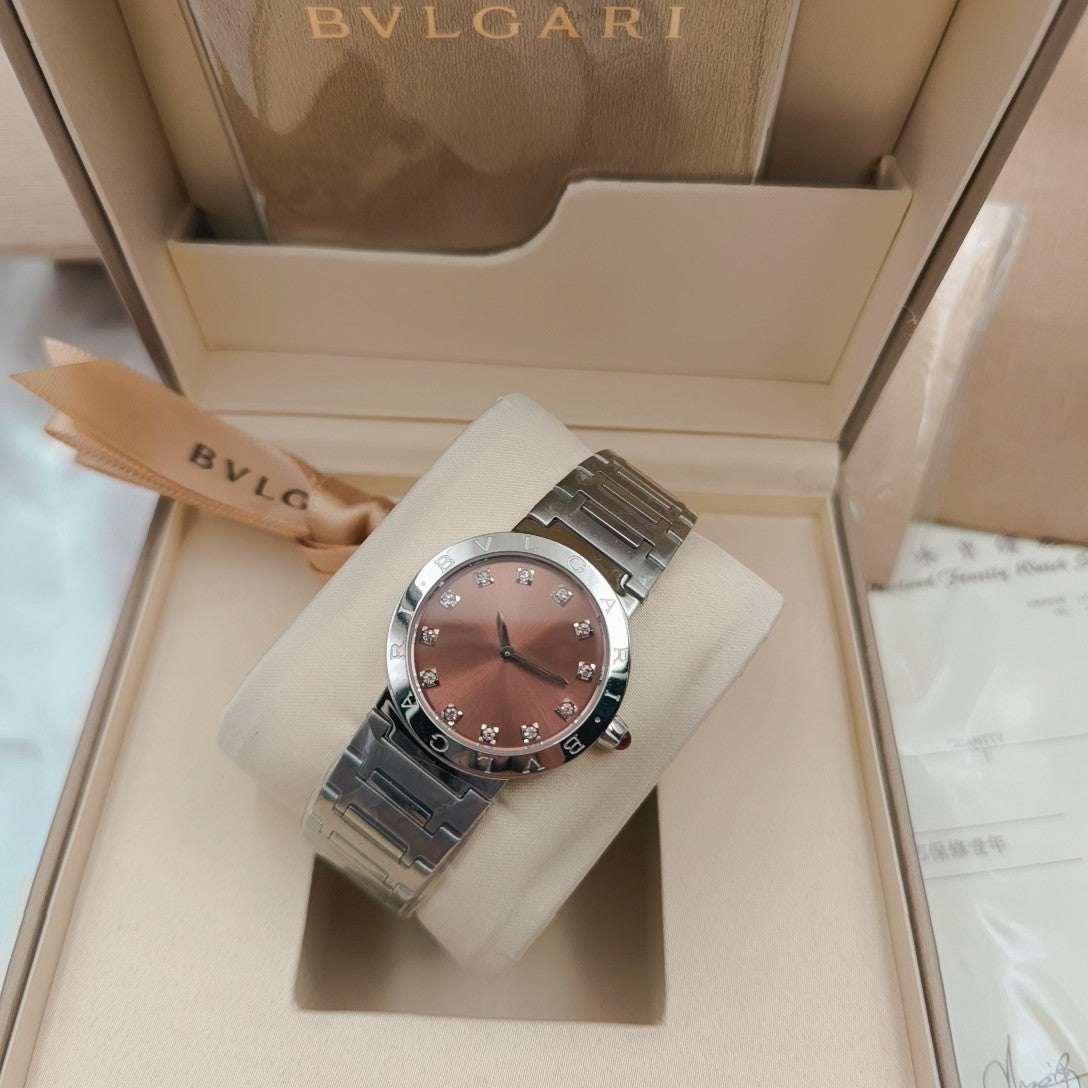 Bulgari 33mm Diamond Numerals Stainless Steel Case