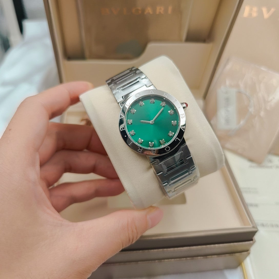 Bulgari 33mm Diamond Numerals Stainless Steel Case