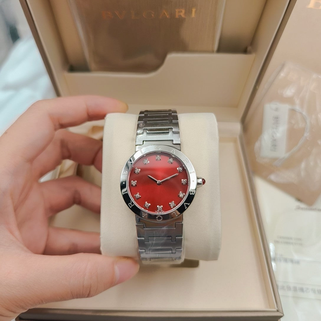 Bulgari 33mm Diamond Numerals Stainless Steel Case