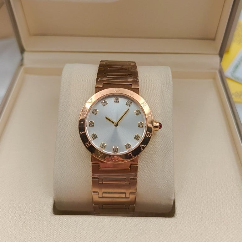 BVLGARI 33mm Diamond Numerals Pink Gold Case