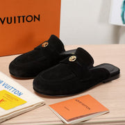 LV 25C Flat Mule Black Suede 218313