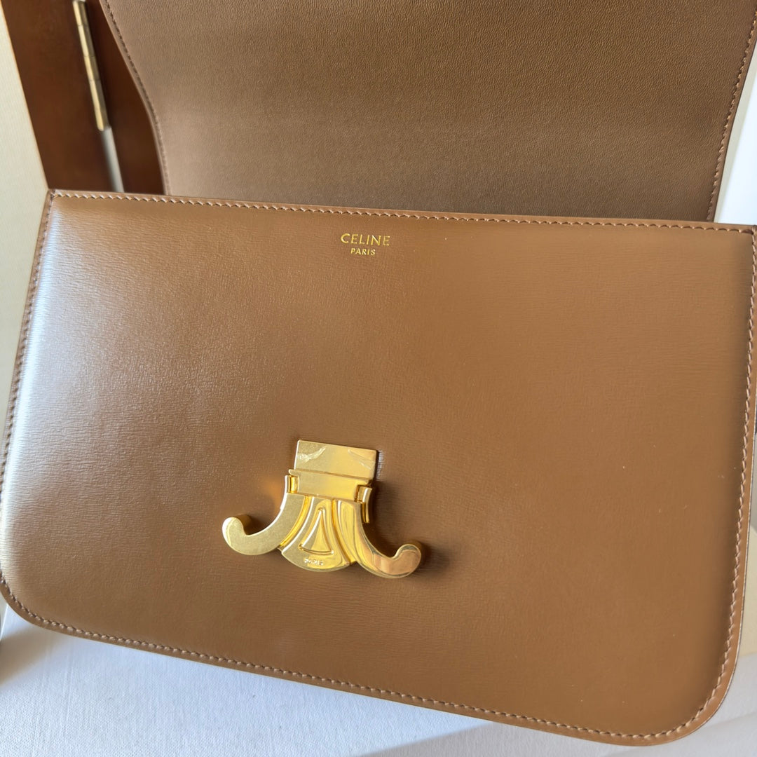 classique triomphe 22 dark brown calfskin gold hardware