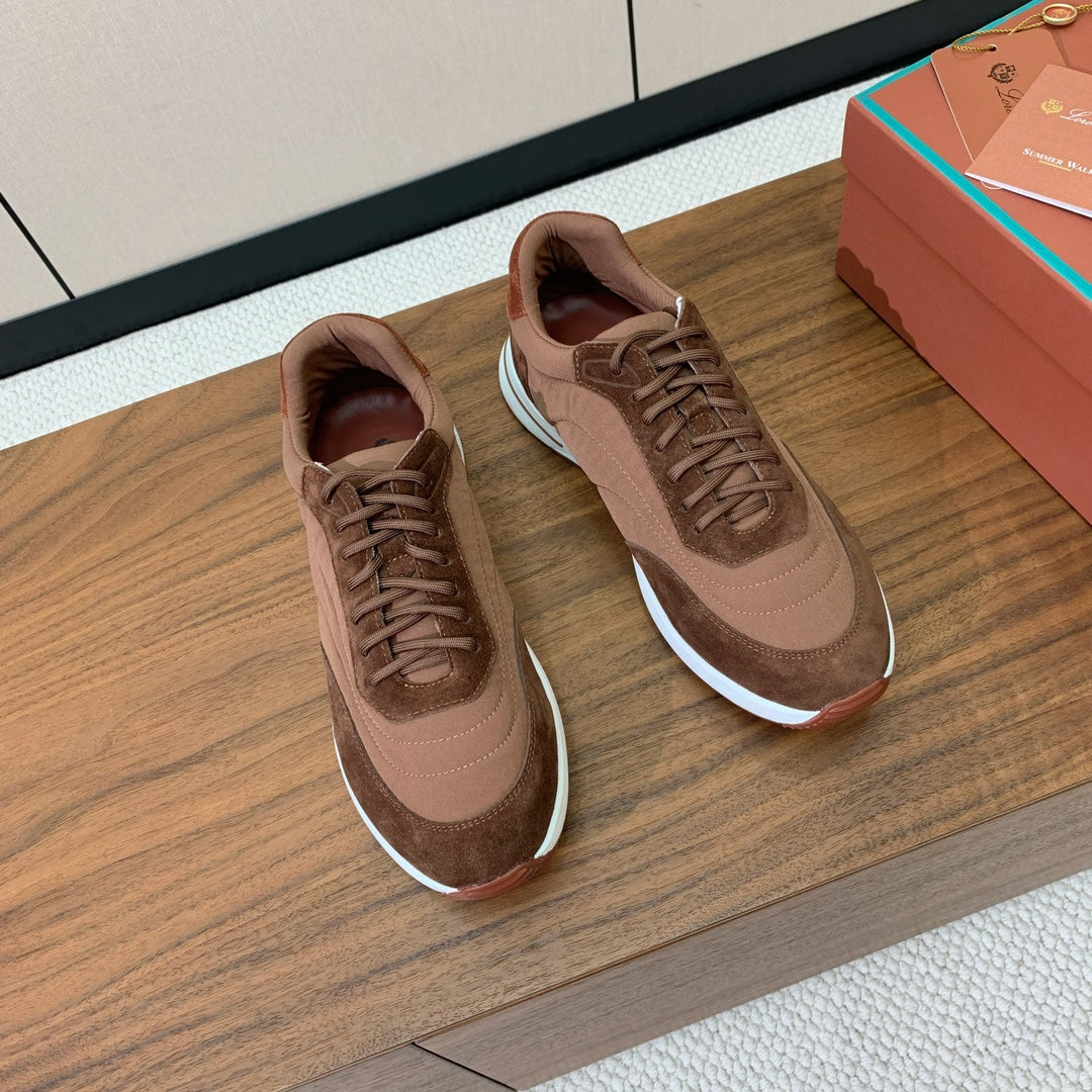 LP Week End Walk Sneaker In Tawny Mix Earth Brown Denim Fabric And Sudede 984389