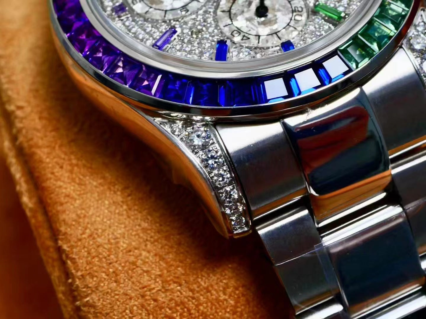 Rolex Daytona 40mm Stainless Steel Rainbow Case Diamond Dial