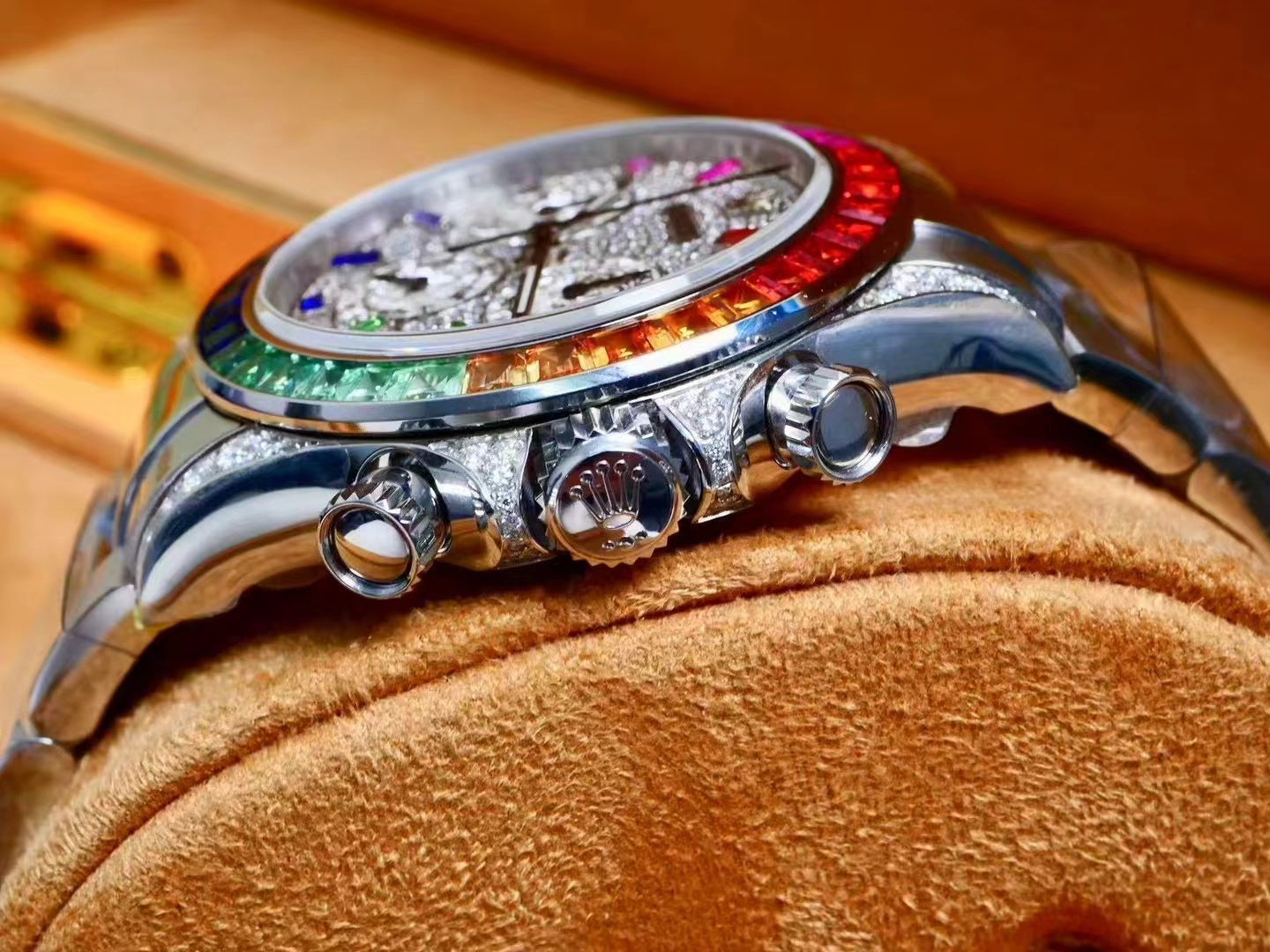 Rolex Daytona 40mm Stainless Steel Rainbow Case Diamond Dial