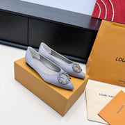 LV 26s Pointed-Toe Ballet Flat Light Lavender Premium Satin 622442