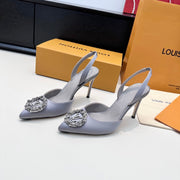LV 26s Slingback 95 Light Lavender Premium Satin 622445