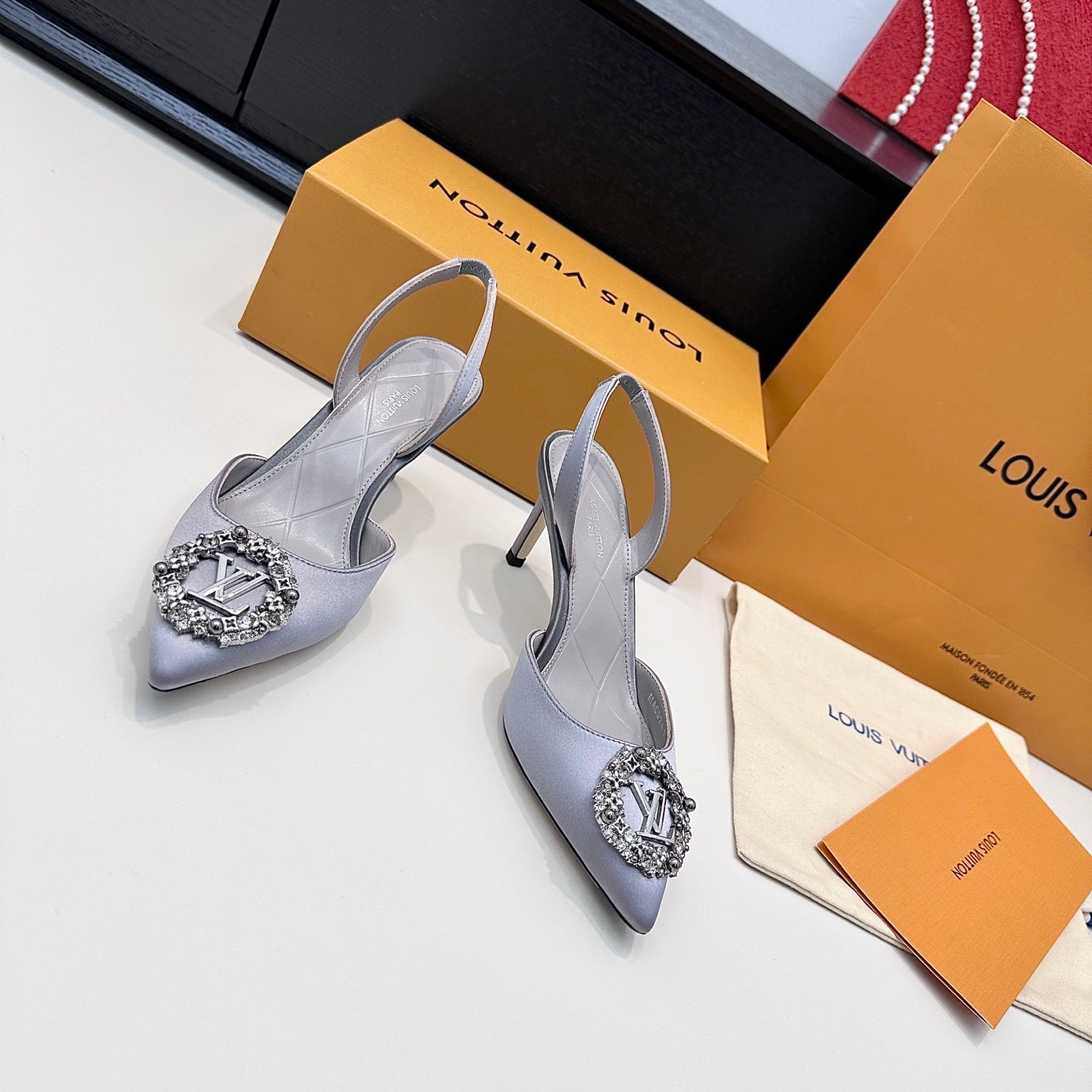 LV 26s Slingback 75 Light Lavender Premium Satin 622446