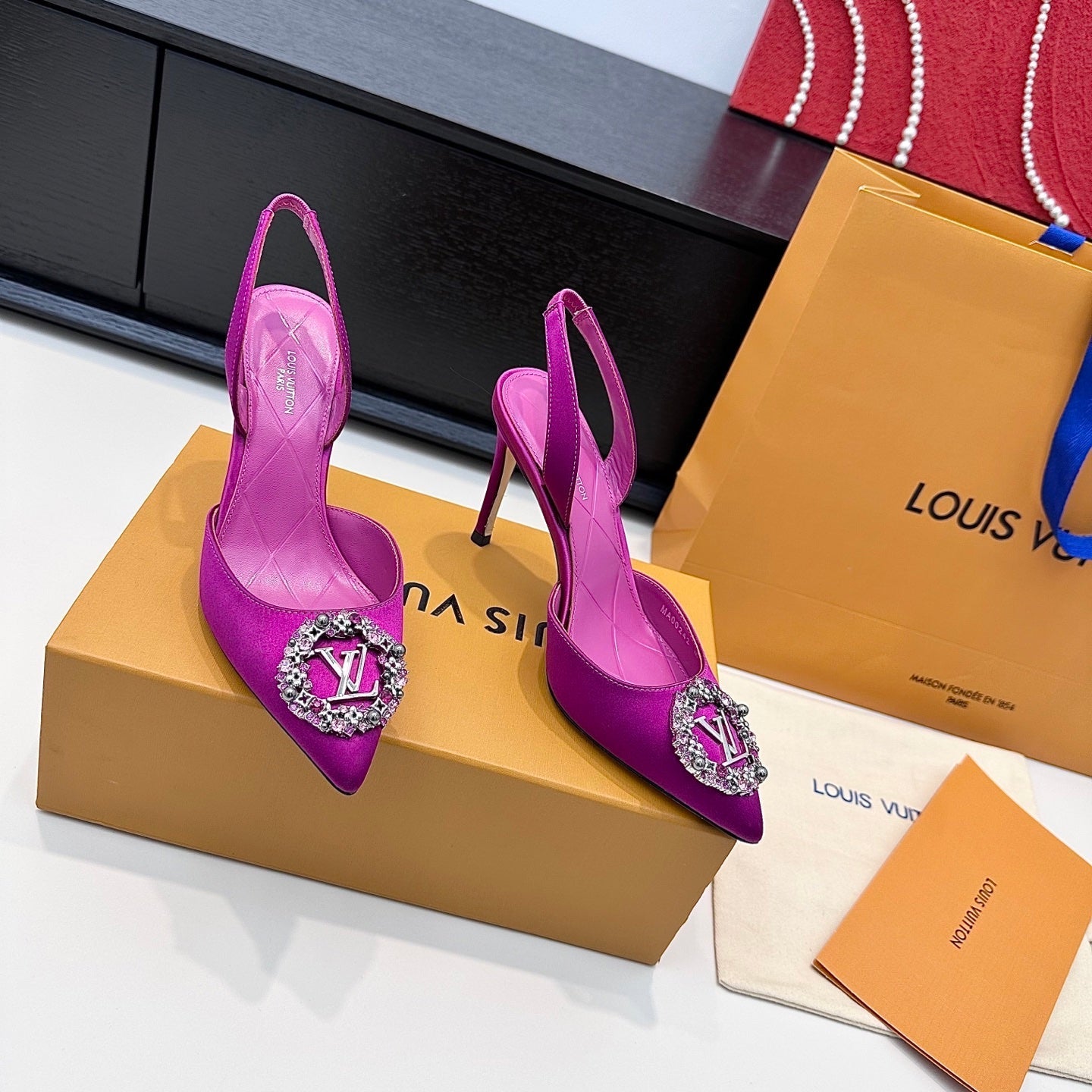 LV 26s Slingback 95 Fuchsia Pink Premium Satin 622450