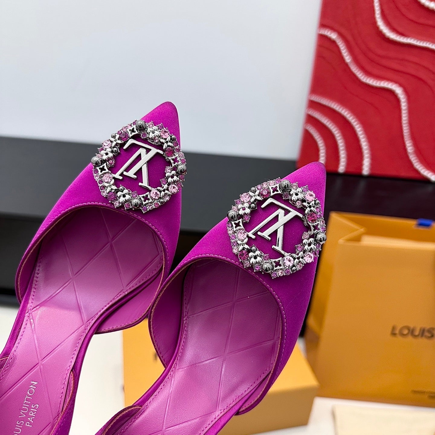 LV 26s Slingback 95 Fuchsia Pink Premium Satin 622450