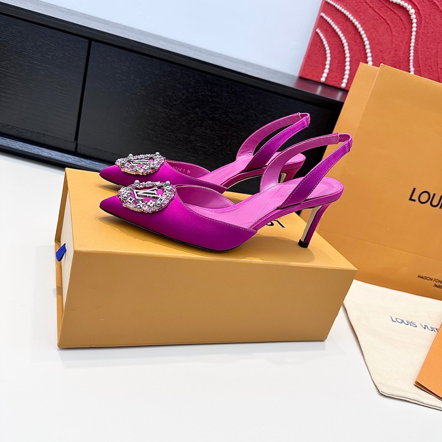 LV 26s Slingback 75 Fuchsia Pink Premium Satin 622451