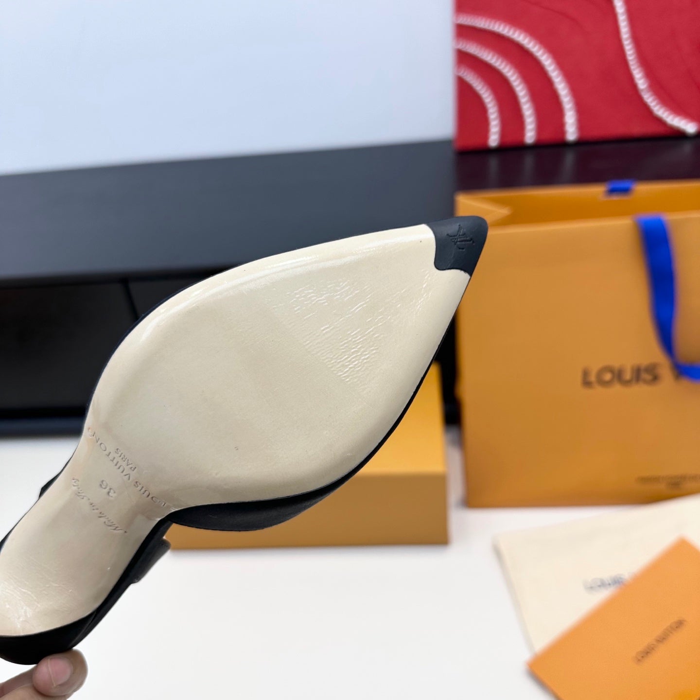 LV 26s Slingback 95 Black Premium Satin 622455