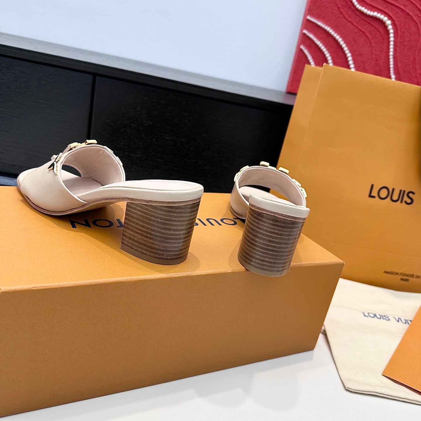 LV 26s High Heels 65 Sandals Light Beige Calfskin 622394